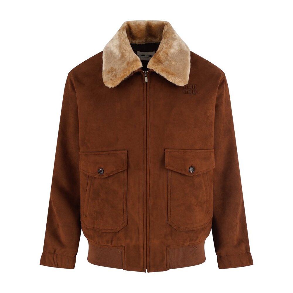 Miu Miu Suede Jacket with Fur Collar